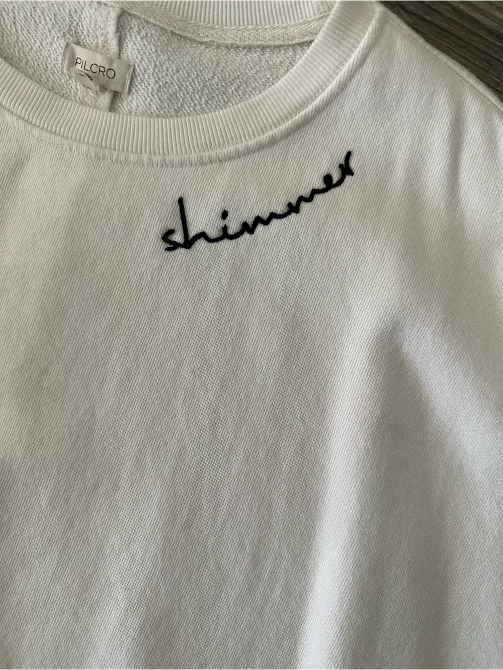 Pilcro White Crewneck Sweatshirt with Subtle Script Accent - Picture 2 of 3